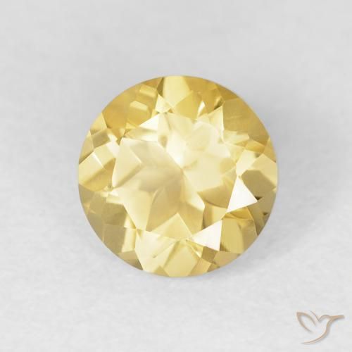 1.30 ct Yellow Citrine Stone, Natural Citrine in Round Facet Shape for Sale
