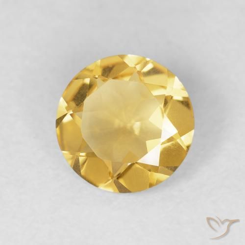 0.94 ct Golden Citrine Stone, Natural Citrine in Round Facet Shape for Sale
