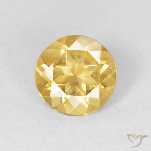 0.95ct Natural Medium Gold Citrine, Round, VVS