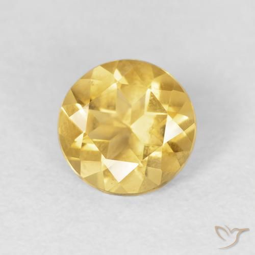 0.95 ct Golden Citrine Stone, Natural Citrine in Round Facet Shape for Sale