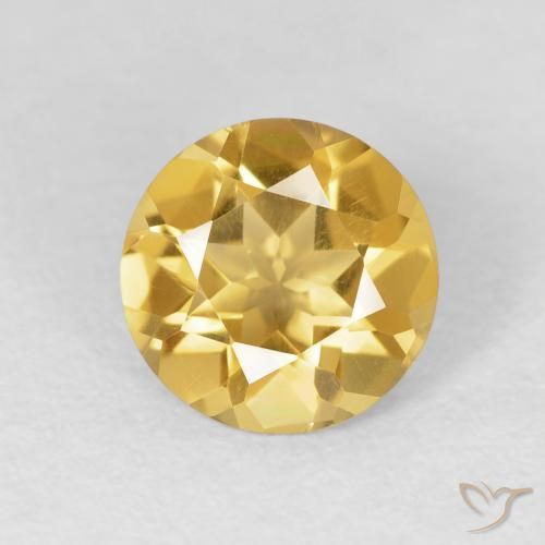 1.52ct Natural Medium Gold Citrine, Round, VVS