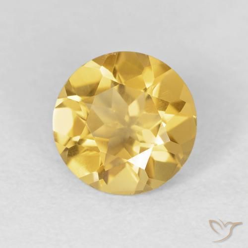 1.52 ct Golden Citrine Stone, Natural Citrine in Round Facet Shape for Sale