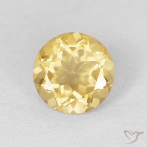 1.17ct Natural Medium Yellow Citrine, Round, VVS