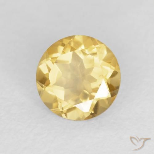 1.17 ct Yellow Citrine Stone, Natural Citrine in Round Facet Shape for Sale