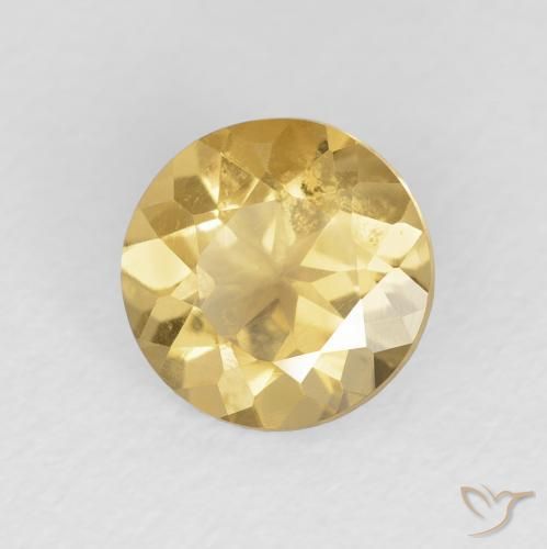 1.45 ct Golden Citrine Stone, Natural Citrine in Round Facet Shape for Sale
