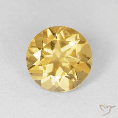 1.69ct Natural Medium Gold Citrine, Round, VVS-VS