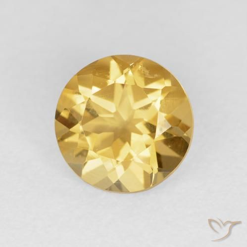 1.69 ct Golden Citrine Stone, Natural Citrine in Round Facet Shape for Sale
