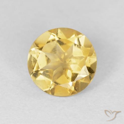 1.64 ct Golden Citrine Stone, Natural Citrine in Round Facet Shape for Sale