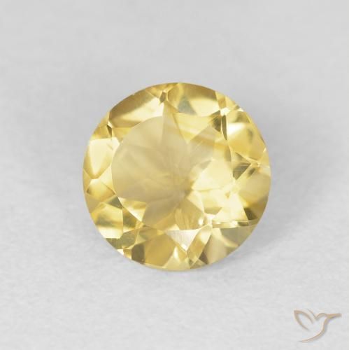 1.15 ct Yellow Citrine Stone, Natural Citrine in Round Facet Shape for Sale