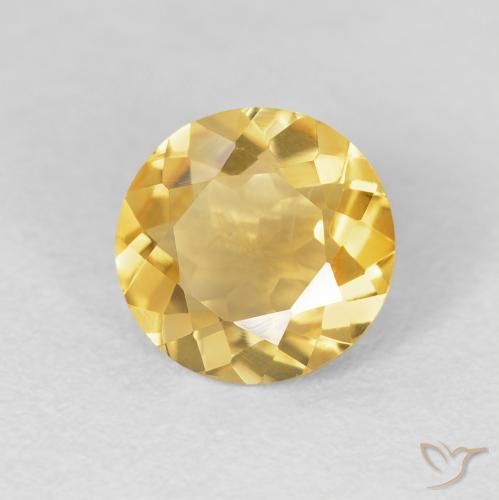 1.63 ct Golden Citrine Stone, Natural Citrine in Round Facet Shape for Sale