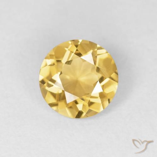 1.08ct Natural Medium Gold Citrine, Round, VVS