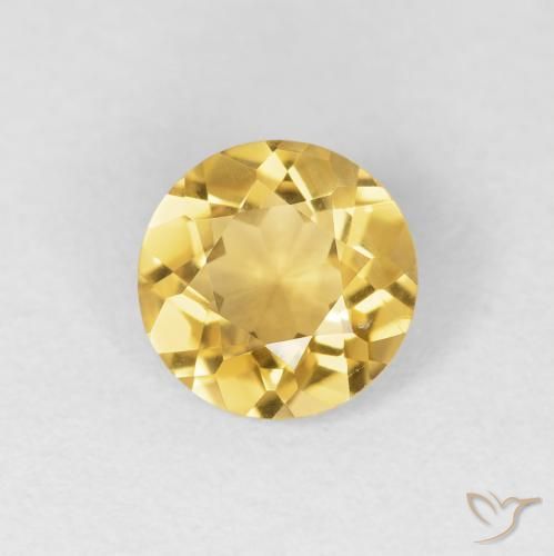 1.08 ct Golden Citrine Stone, Natural Citrine in Round Facet Shape for Sale