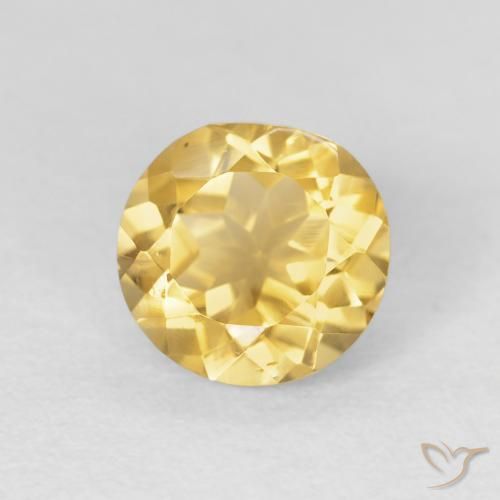 1.92 ct Golden Citrine Stone, Natural Citrine in Round Facet Shape for Sale