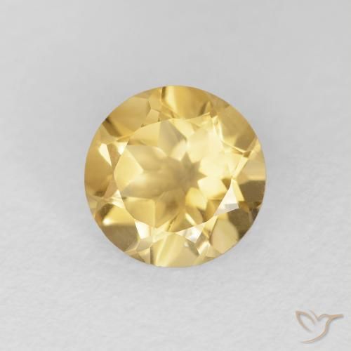 1.23 ct Golden Citrine Stone, Natural Citrine in Round Facet Shape for Sale