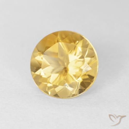1.73 ct Golden Citrine Stone, Natural Citrine in Round Facet Shape for Sale