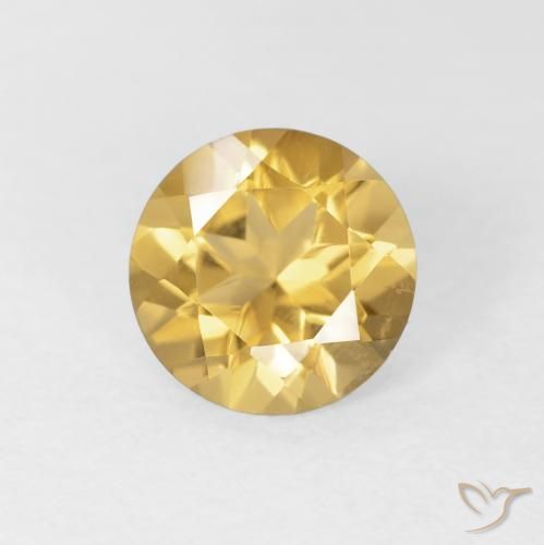 1.10ct Natural Medium Gold Citrine, Round, VVS