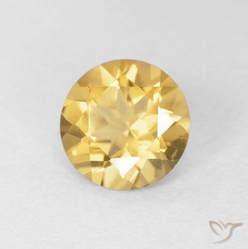 1.10 ct Golden Citrine Stone, Natural Citrine in Round Facet Shape for Sale