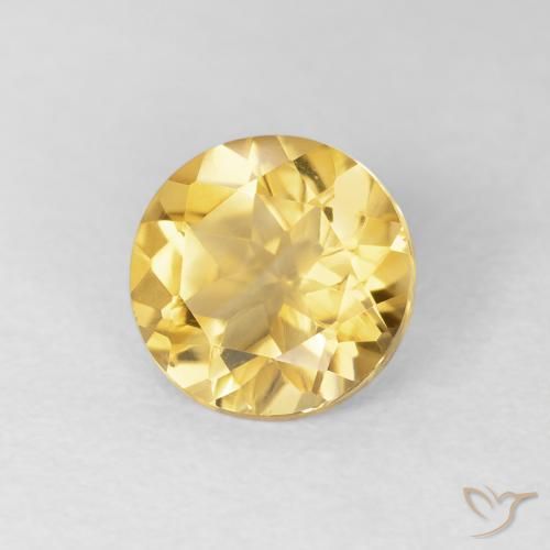 1.58 ct Golden Citrine Stone, Natural Citrine in Round Facet Shape for Sale