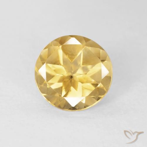 1.62ct Natural Medium Gold Citrine, Round, VVS