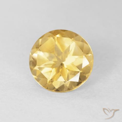 1.62 ct Golden Citrine Stone, Natural Citrine in Round Facet Shape for Sale