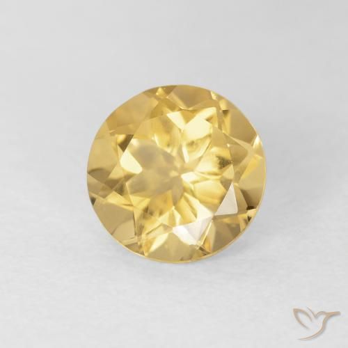 1.55 ct Golden Citrine Stone, Natural Citrine in Round Facet Shape for Sale
