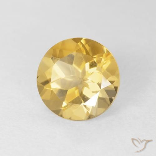 1.91 ct Golden Citrine Stone, Natural Citrine in Round Facet Shape for Sale