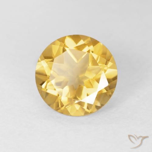1.72 ct Golden Citrine Stone, Natural Citrine in Round Facet Shape for Sale