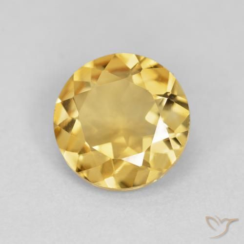 1.49 ct Golden Citrine Stone, Natural Citrine in Round Facet Shape for Sale
