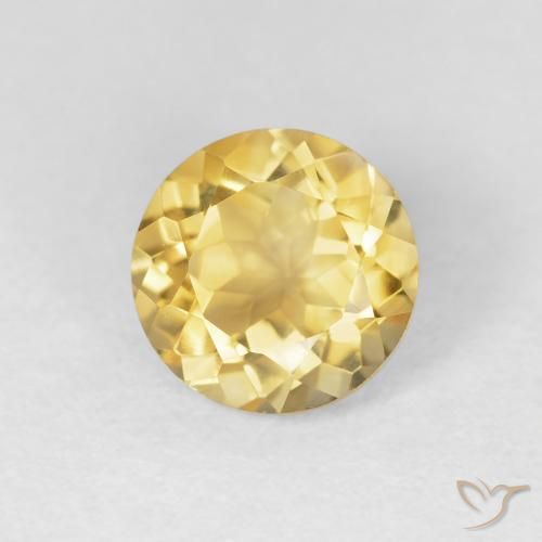 1.67 ct Yellow Citrine Stone, Natural Citrine in Round Facet Shape for Sale