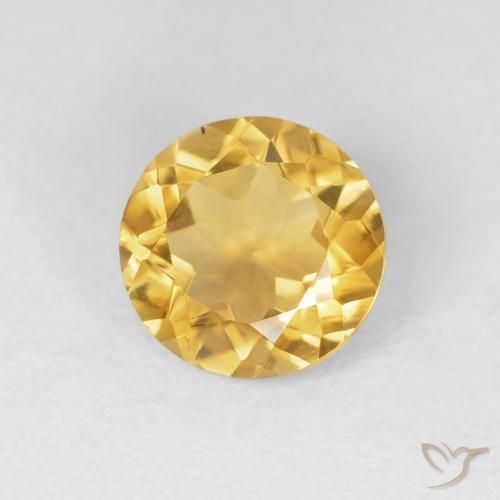 1.53 ct Golden Citrine Stone, Natural Citrine in Round Facet Shape for Sale