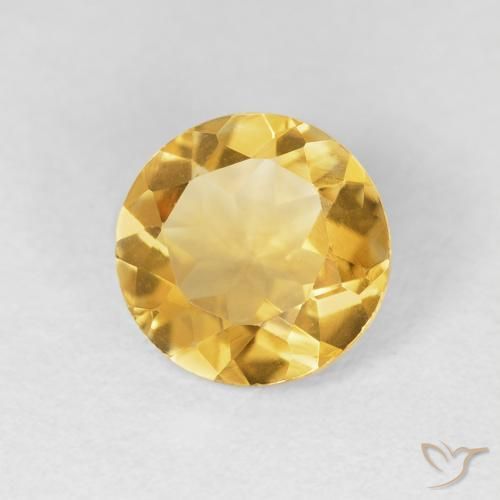1.60 ct Golden Citrine Stone, Natural Citrine in Round Facet Shape for Sale