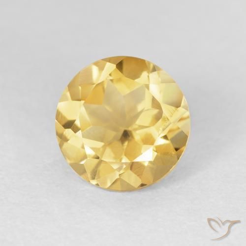 2.01 ct Golden Citrine Stone, Natural Citrine in Round Facet Shape for Sale