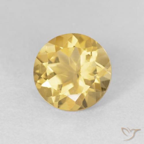 1.78 ct Golden Citrine Stone, Natural Citrine in Round Facet Shape for Sale