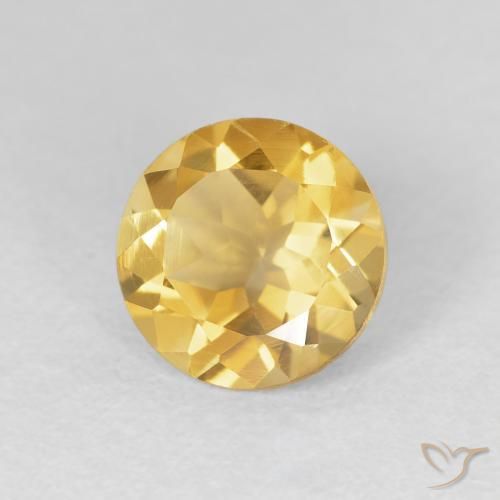 1.73 ct Golden Citrine Stone, Natural Citrine in Round Facet Shape for Sale