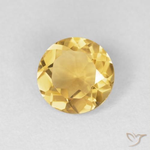 1.10 ct Golden Citrine Stone, Natural Citrine in Round Facet Shape for Sale