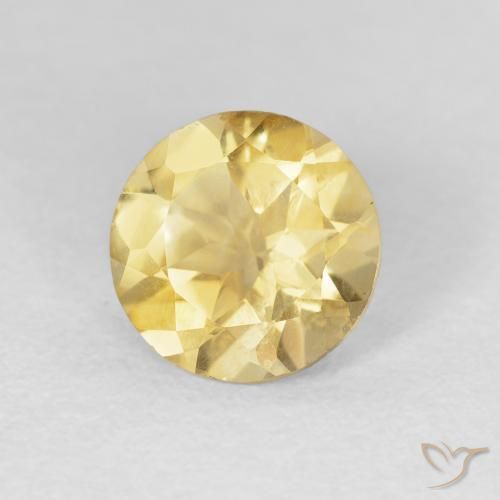 1.63 ct Golden Citrine Stone, Natural Citrine in Round Facet Shape for Sale