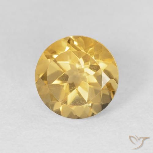 1.97 ct Golden Citrine Stone, Natural Citrine in Round Facet Shape for Sale