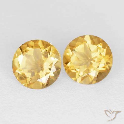 3.45 ctw Golden Citrine Stones, Natural Citrine in Round Facet Shape for Sale