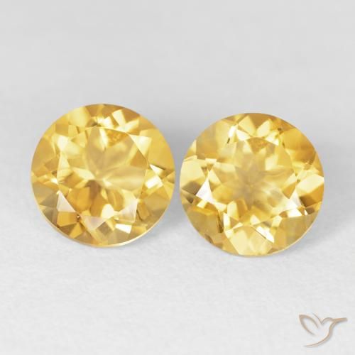 3.70ctw Natural Medium Gold Citrine, Round, VVS