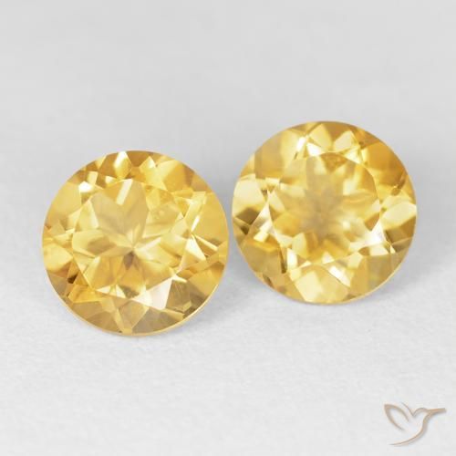 3.70 ctw Golden Citrine Stones, Natural Citrine in Round Facet Shape for Sale