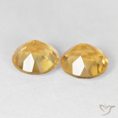 Citrine Gemstones in 8 mm (calibrated) Size for Sale, Citrine Stones in Medium Gold Color