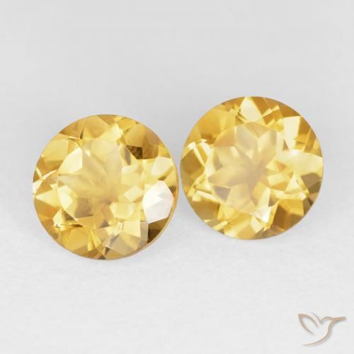 3.69 ctw Golden Citrine Stones, Natural Citrine in Round Facet Shape for Sale