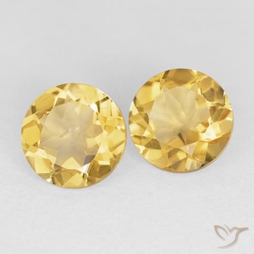 3.76 ctw Golden Citrine Stones, Natural Citrine in Round Facet Shape for Sale