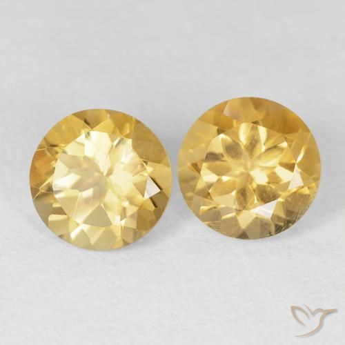 2.45 ctw Golden Citrine Stones, Natural Citrine in Round Facet Shape for Sale