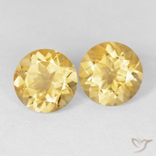 3.68 ctw Golden Citrine Stones, Natural Citrine in Round Facet Shape for Sale