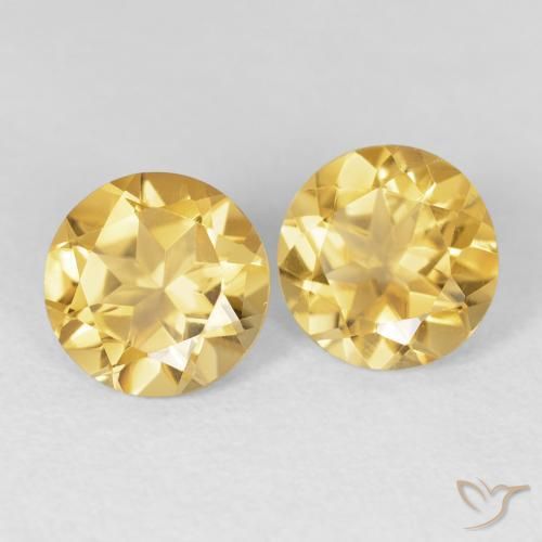3.33 ctw Golden Citrine Stones, Natural Citrine in Round Facet Shape for Sale