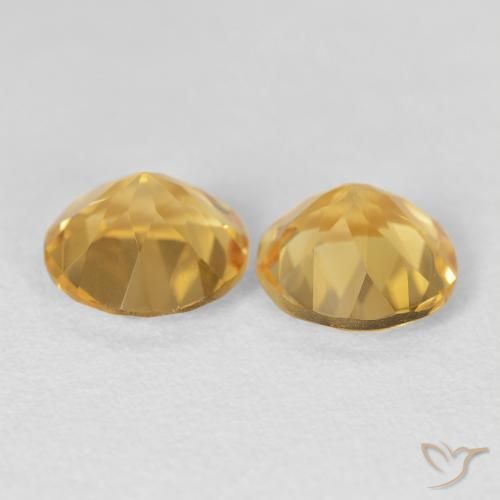 Citrine Gemstones in 8 mm (calibrated) Size for Sale, Citrine Stones in Medium Gold Color