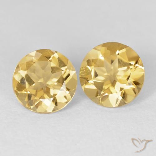 3.45 ctw Golden Citrine Stones, Natural Citrine in Round Facet Shape for Sale