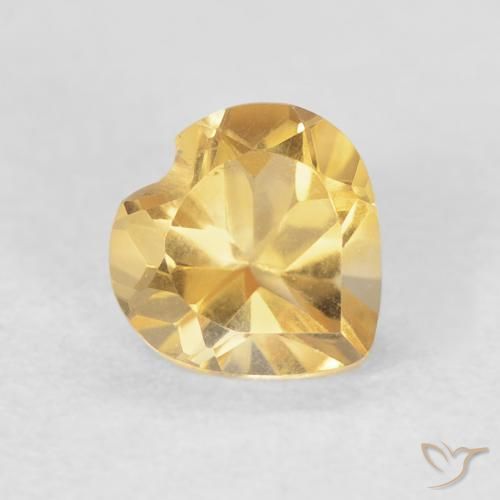 0.73 ct Golden Citrine Stone, Natural Citrine in Heart Facet Shape for Sale