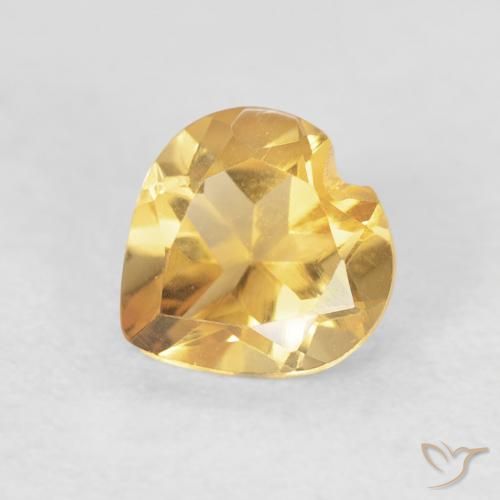 0.66ct Natural Medium Gold Citrine, Heart, VVS